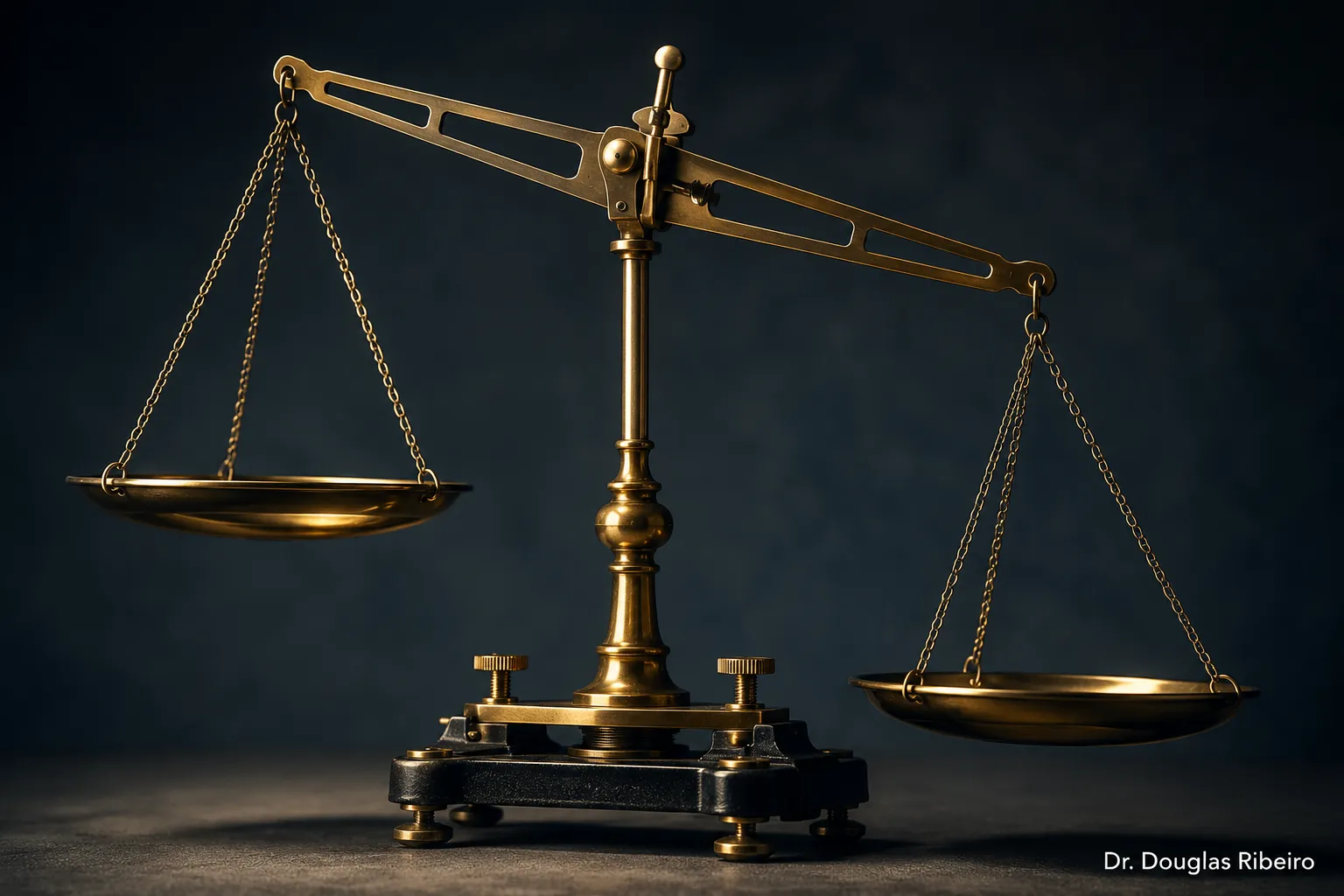 Balança de precisão com dois pratos, representando a comparação entre ansiedade e labirintite como causas de tontura